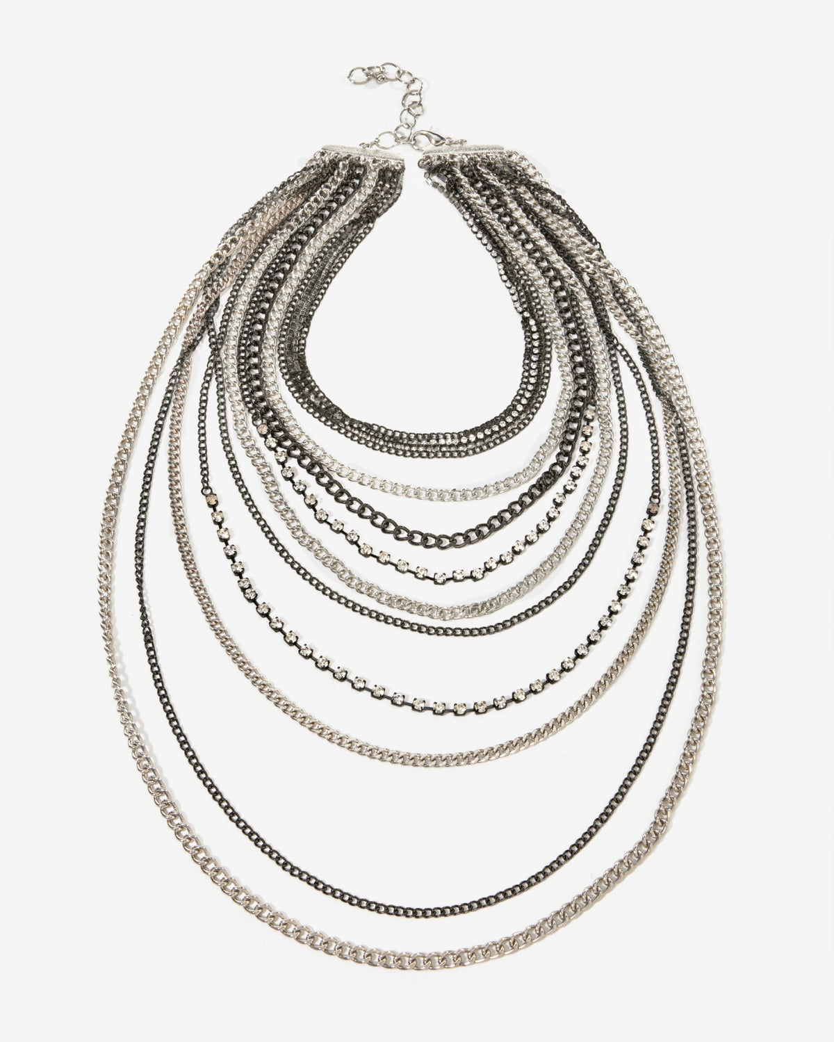 Layered Silver Chain Necklace Antique Silver