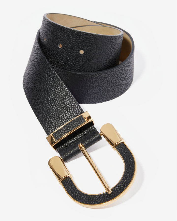 Gold Buckle Belt Black