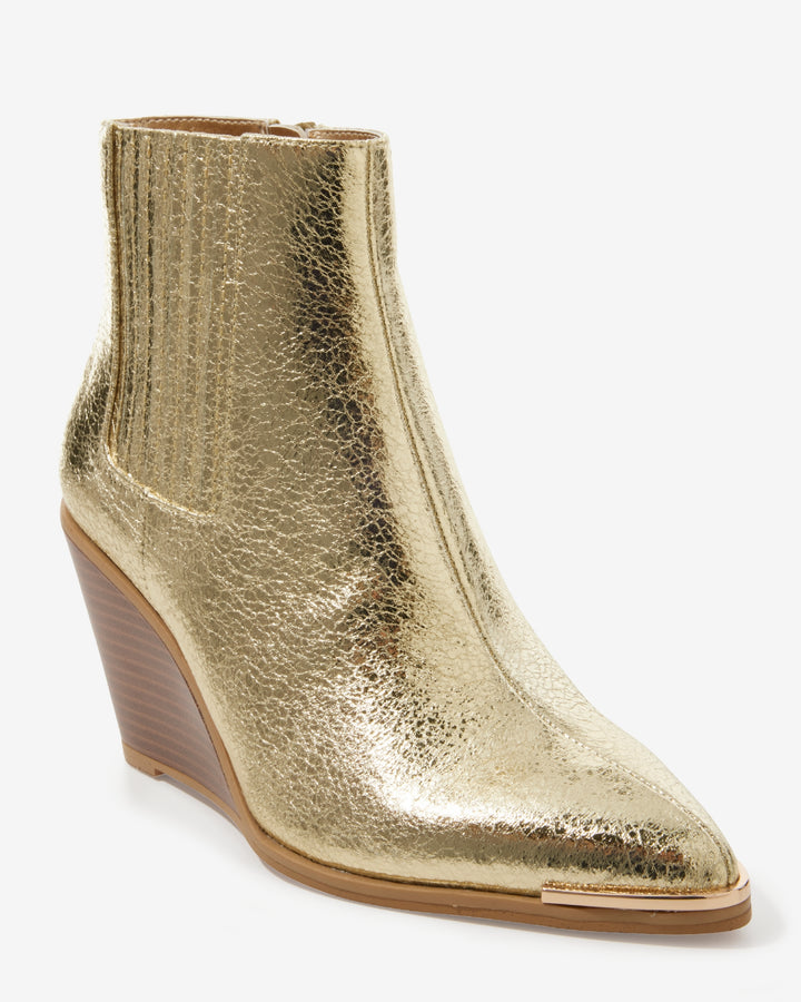 Metallic Wedge Bootie Gold