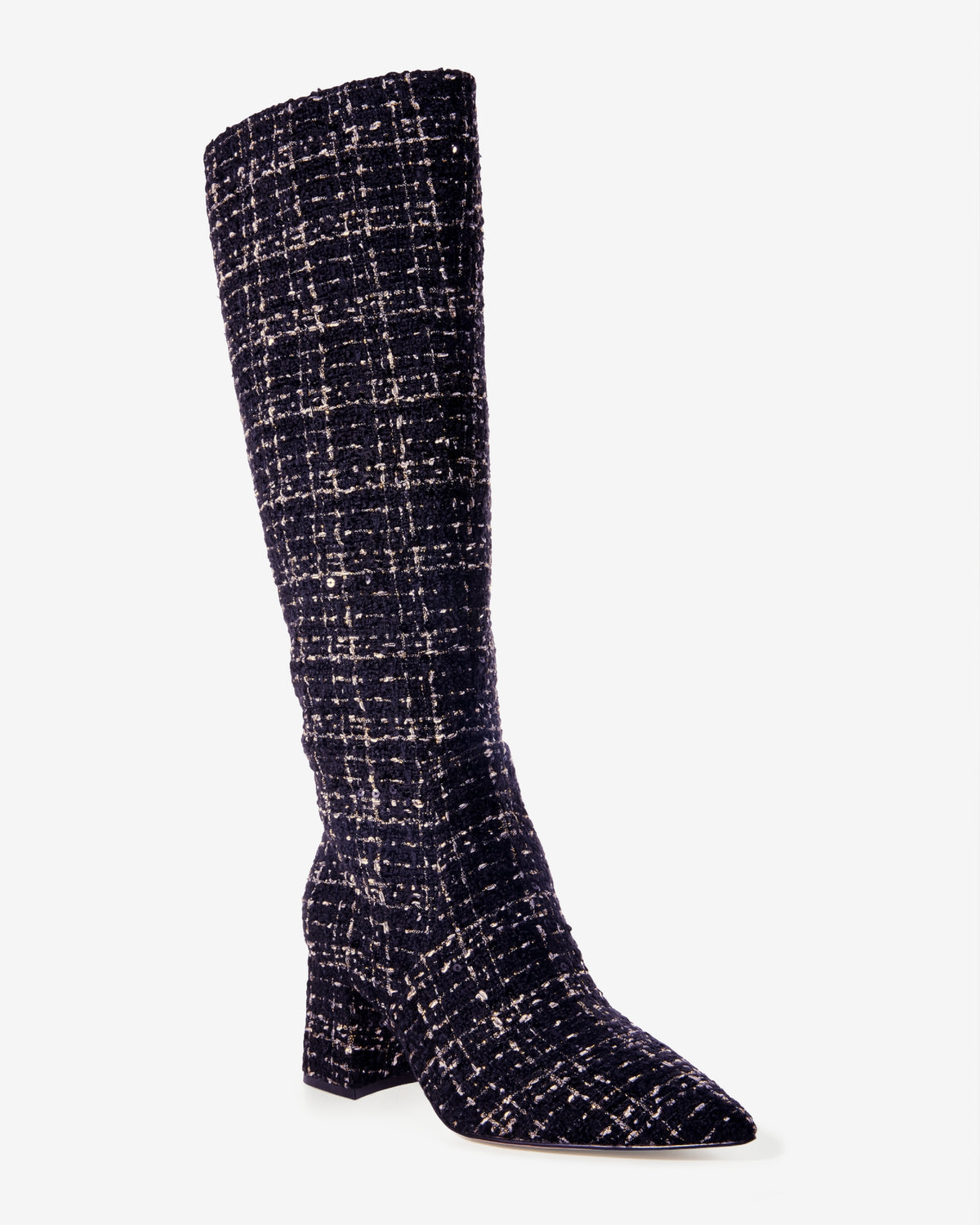 Sequin Tweed Boot Black Multi