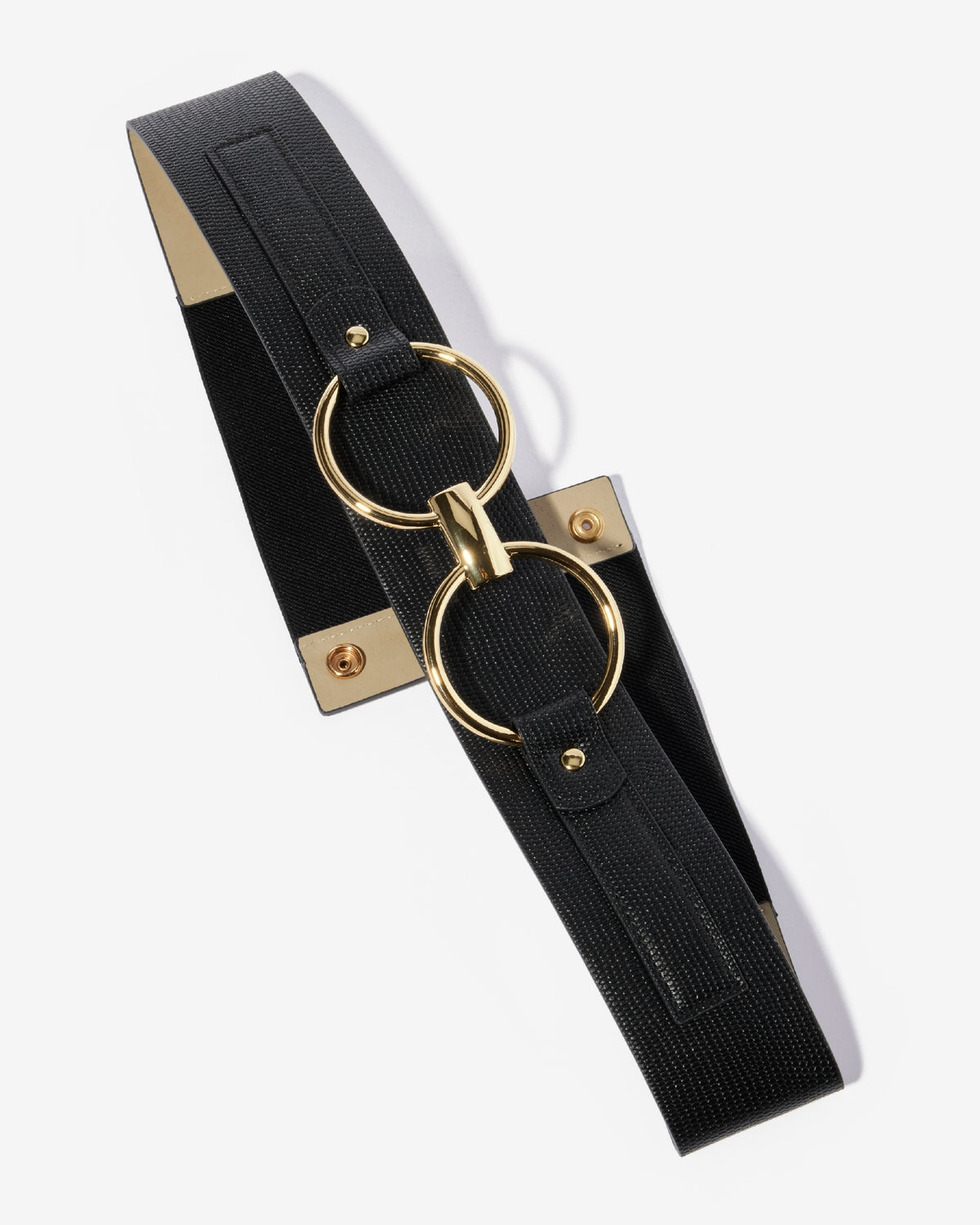 Elastic Waist Belt with Gold Hardware Black