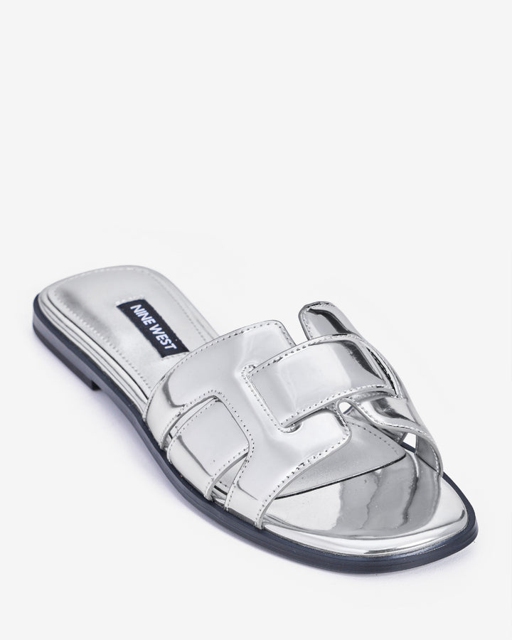 Flat Slide Sandal Silver