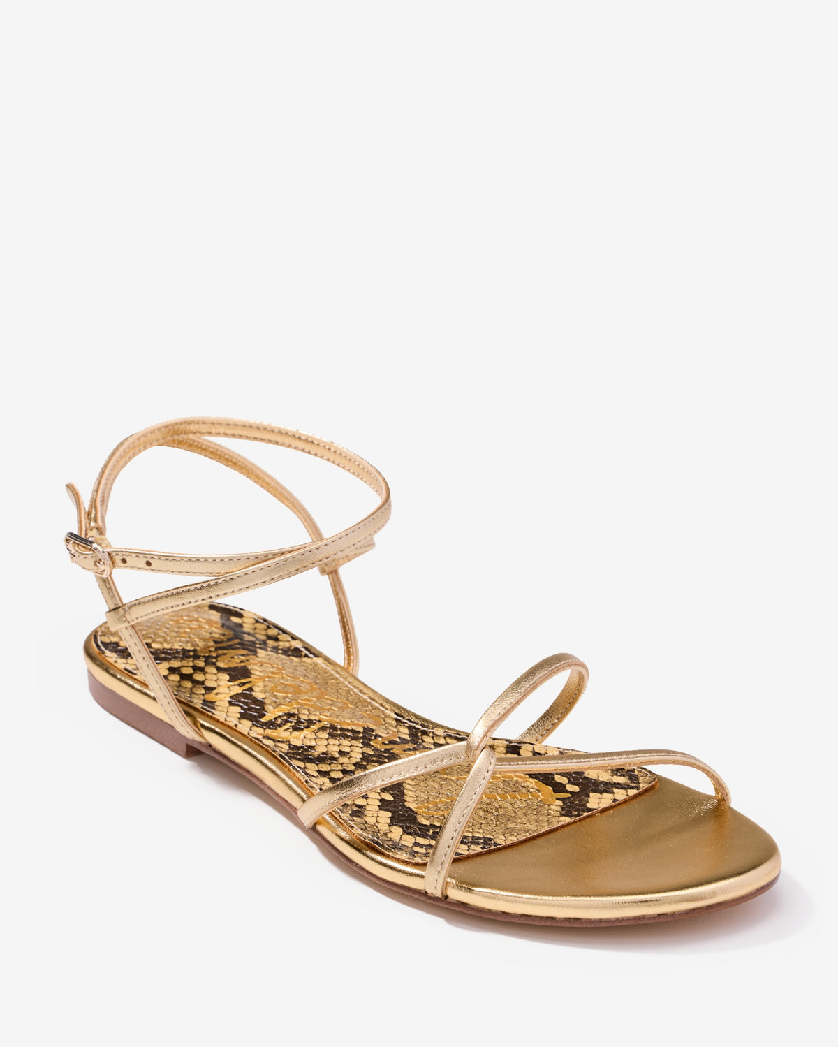 Lace Up Strappy Sandal Gold