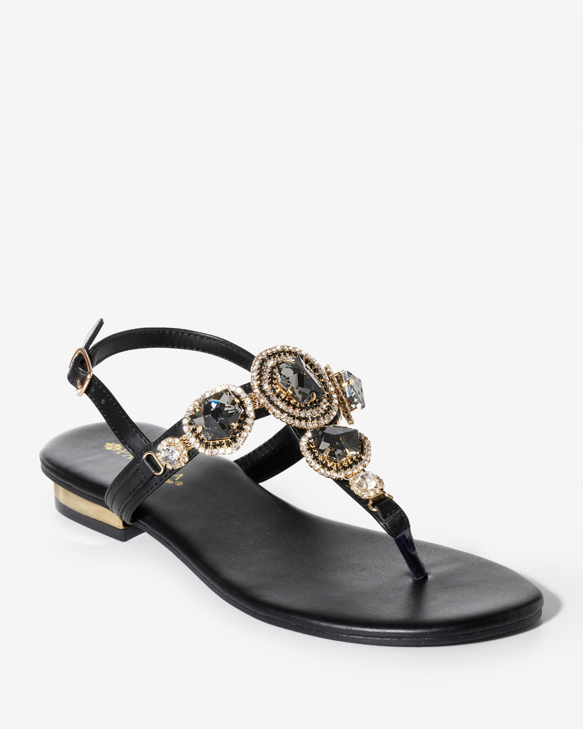 Ankle Strap Gem Sandal Black
