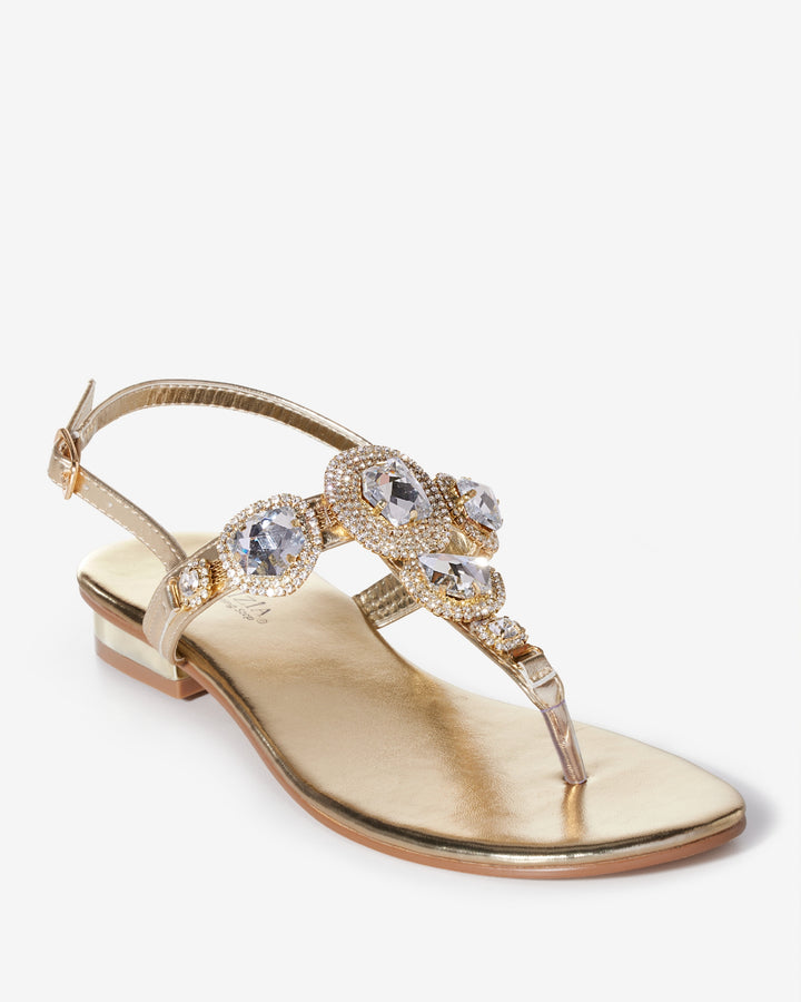 Ankle Strap Gem Sandal Gold
