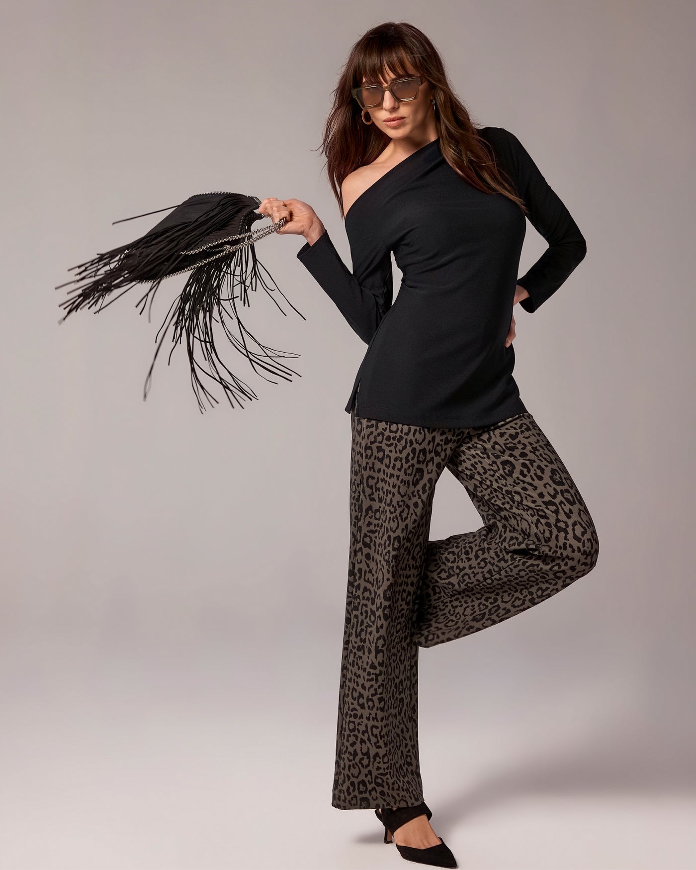 Beyond Travel Print Palazzo Pant Autumn Cheetah