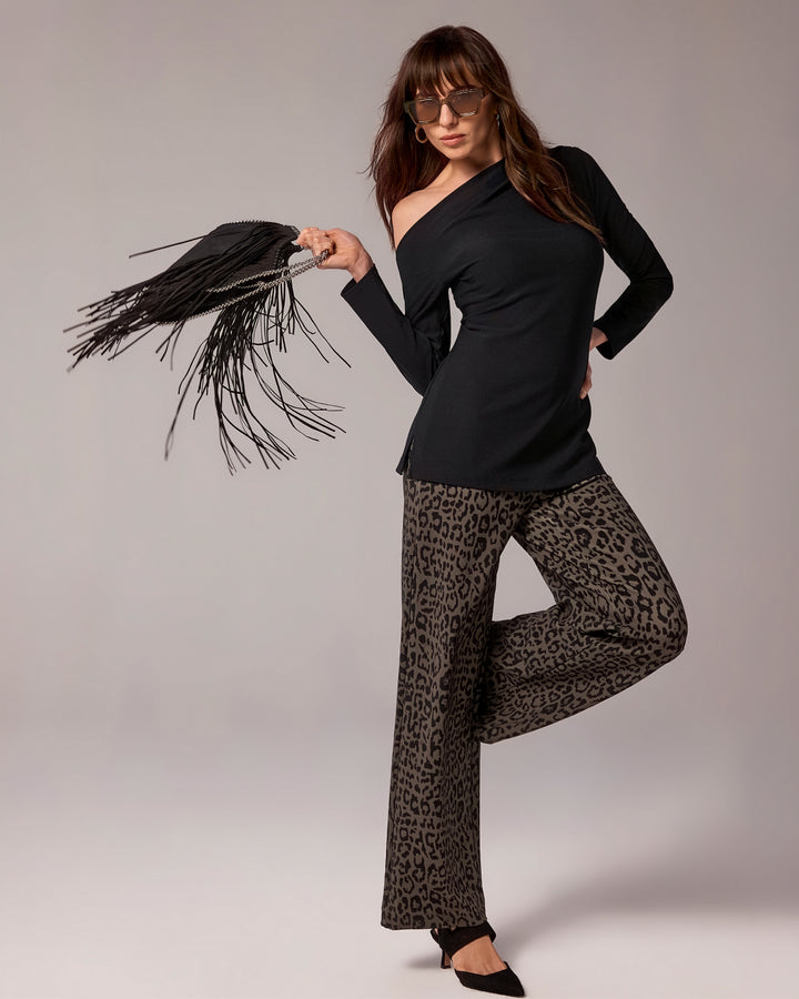 Beyond Travel Print Palazzo Pant Autumn Cheetah