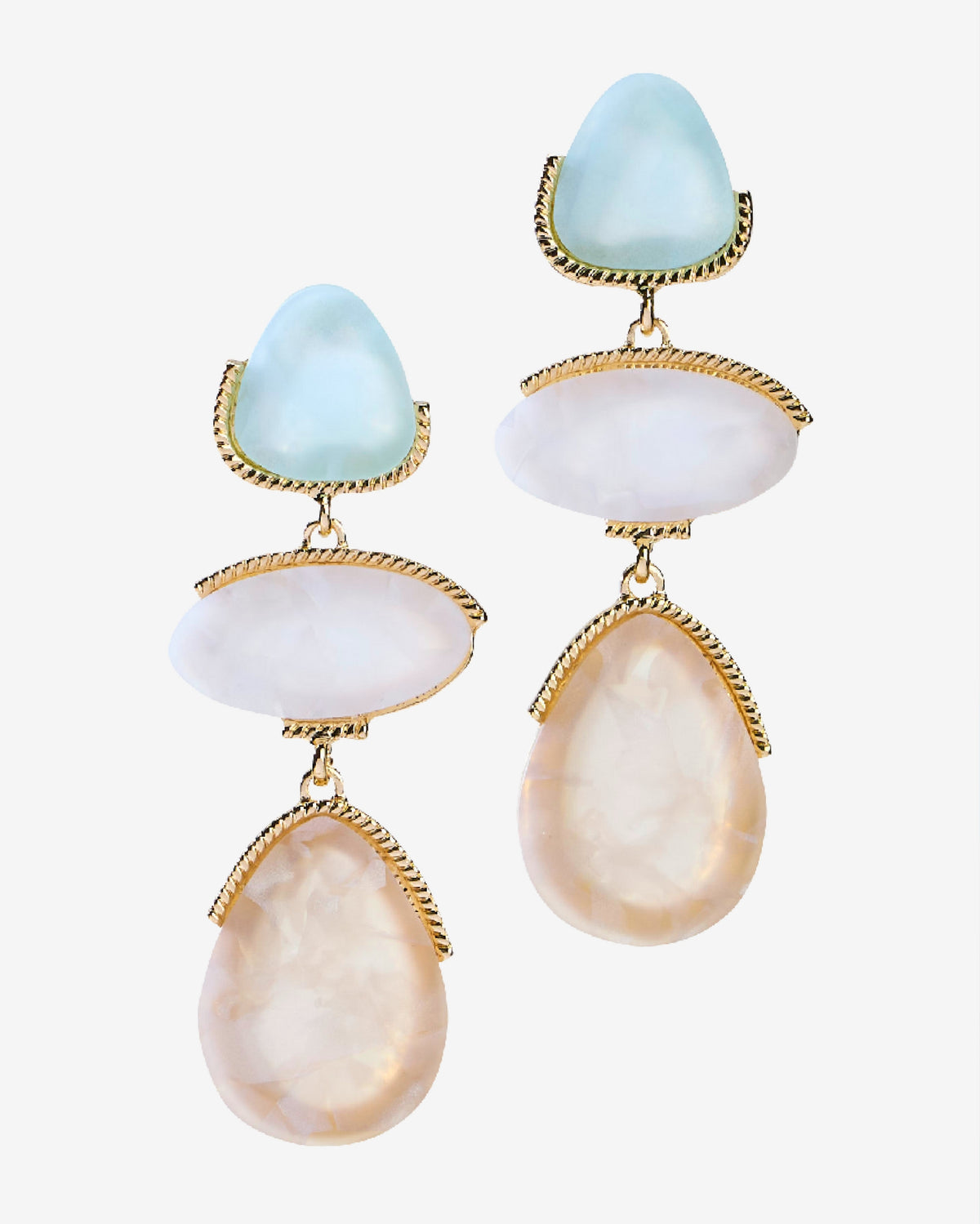 Acrylic Three Stone Earring Blue