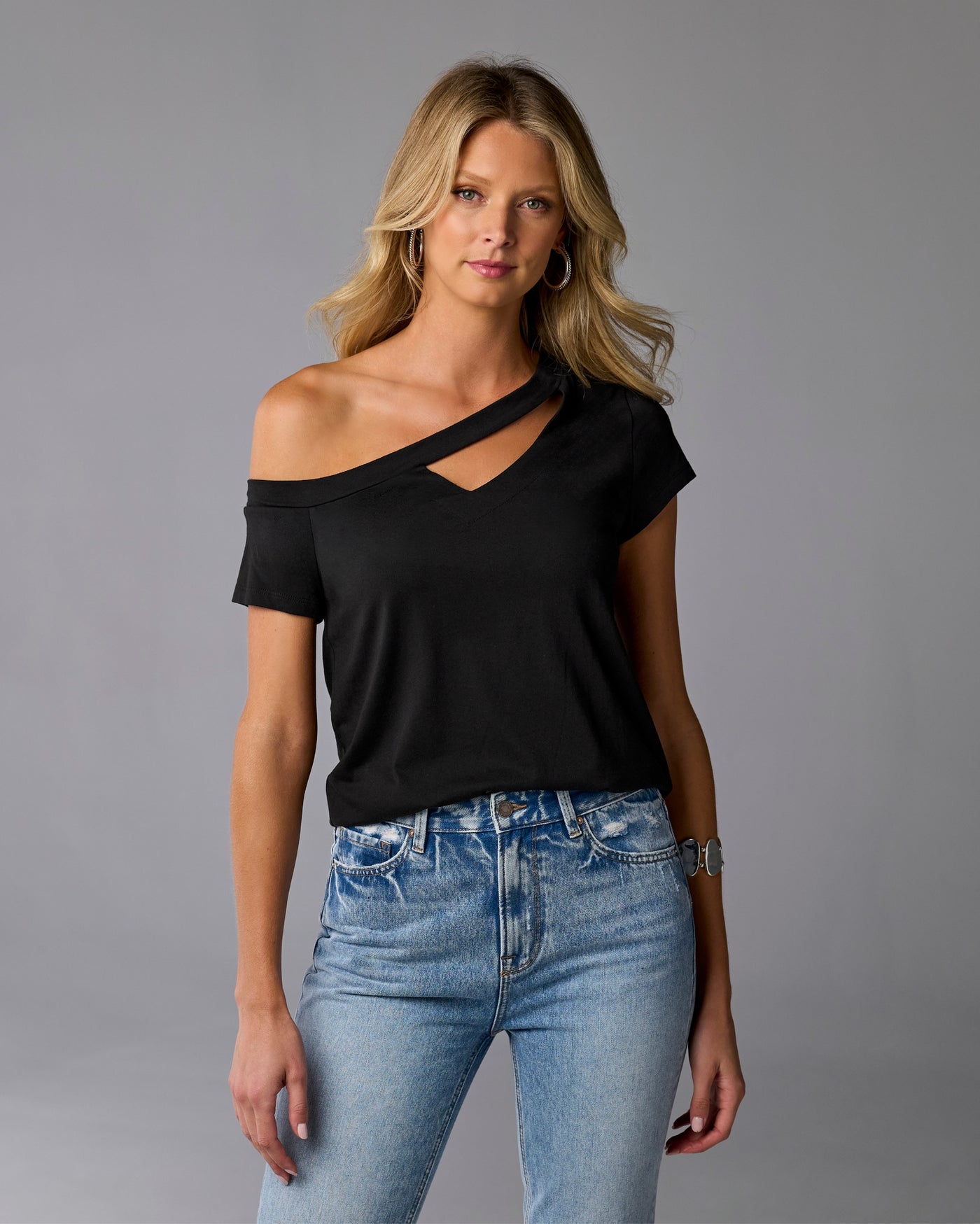 Slouchy Cut Out Knit Top Proper Black