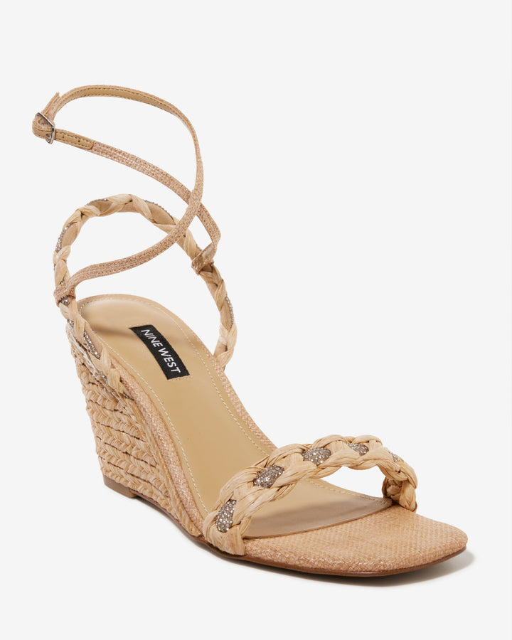 Braided Raffia Wedge Natural