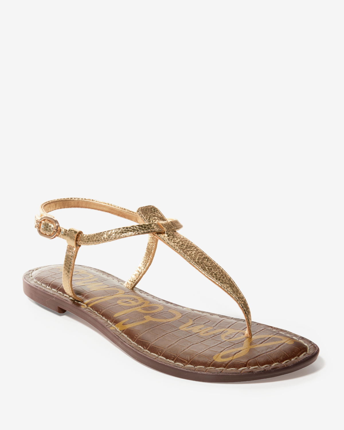 Single Ankle Strap Sandal Amber Gold