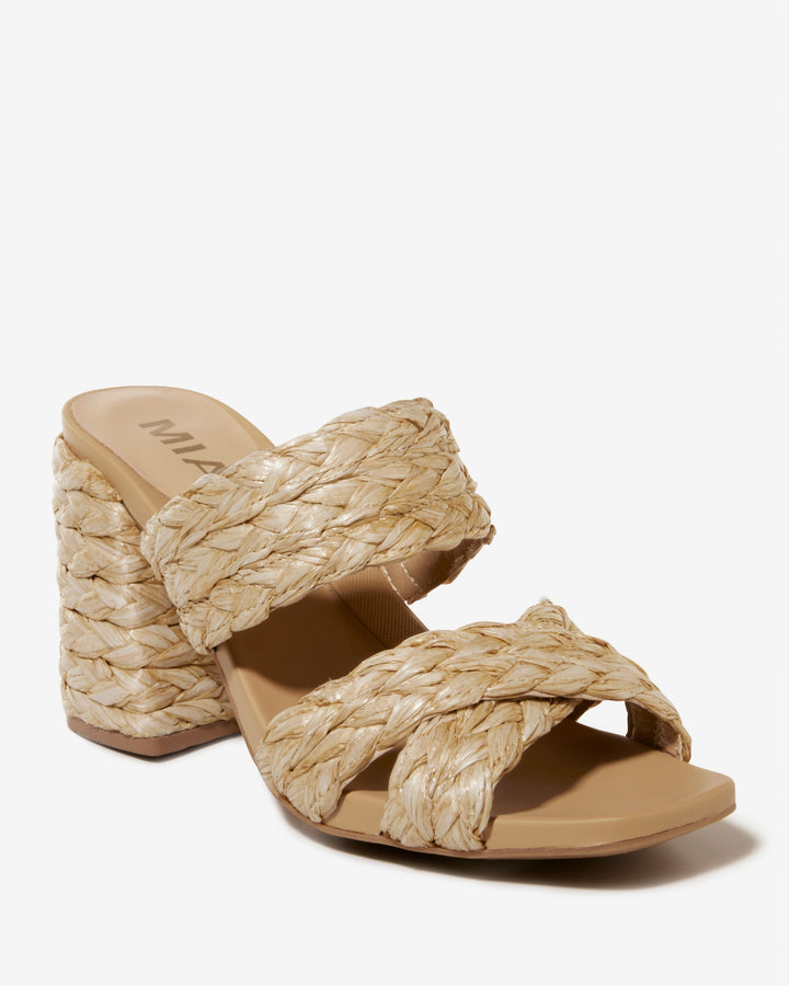 Raffia Band Block Heel Natural