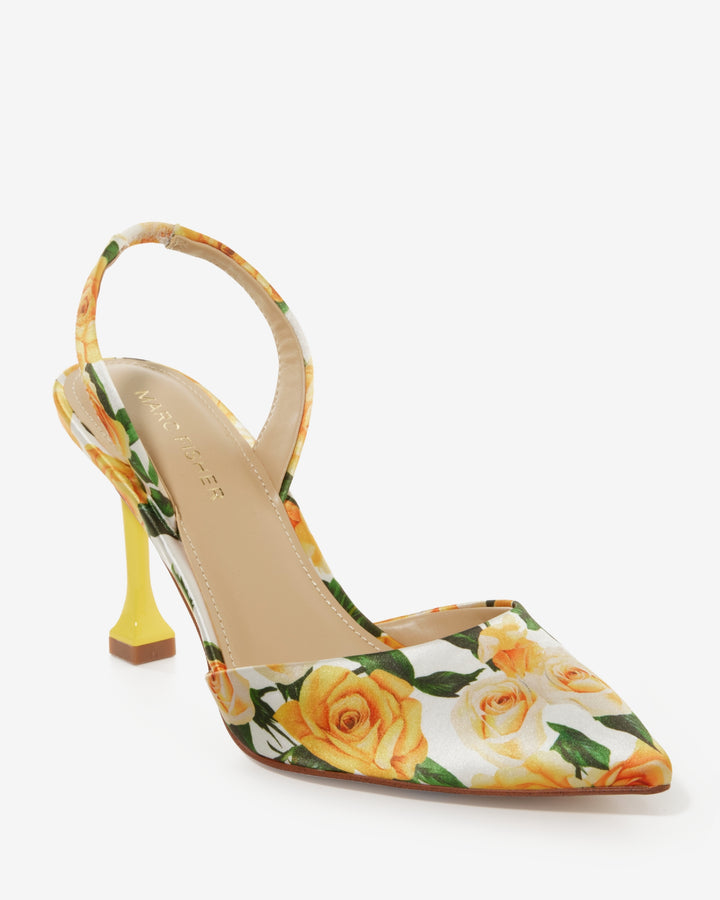 Floral Printed Heel Yellow Multi