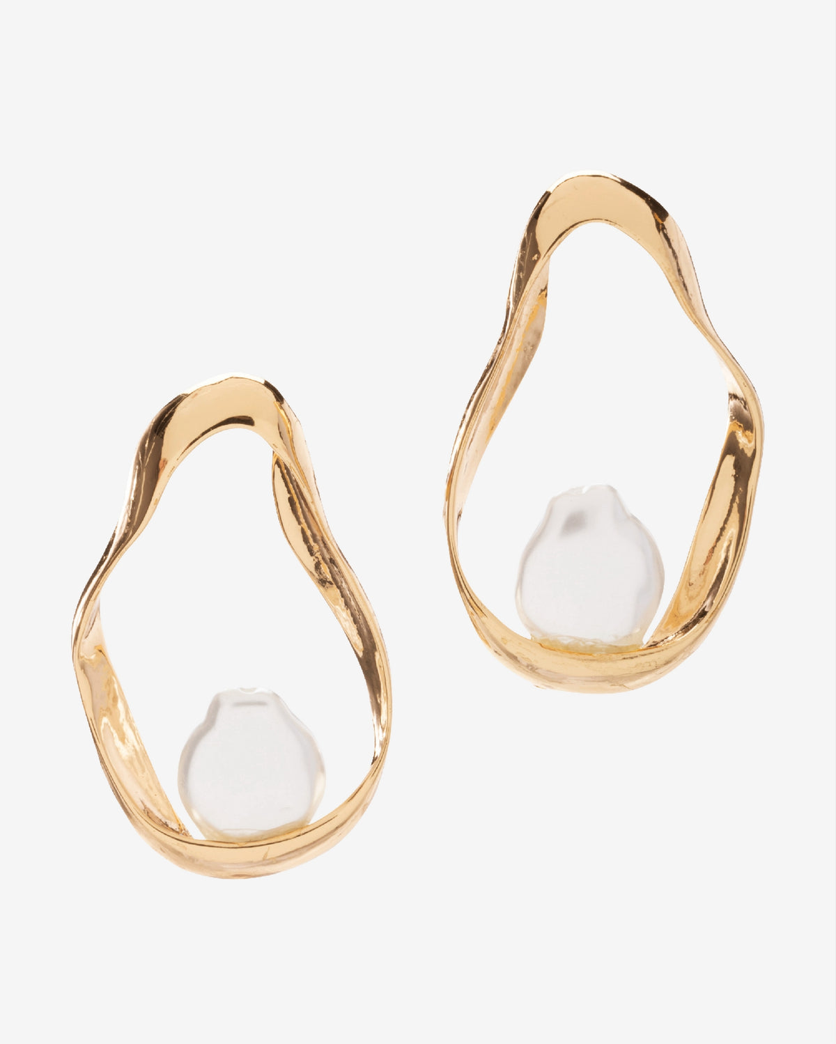Modern Shaped Pearl Earring Gold