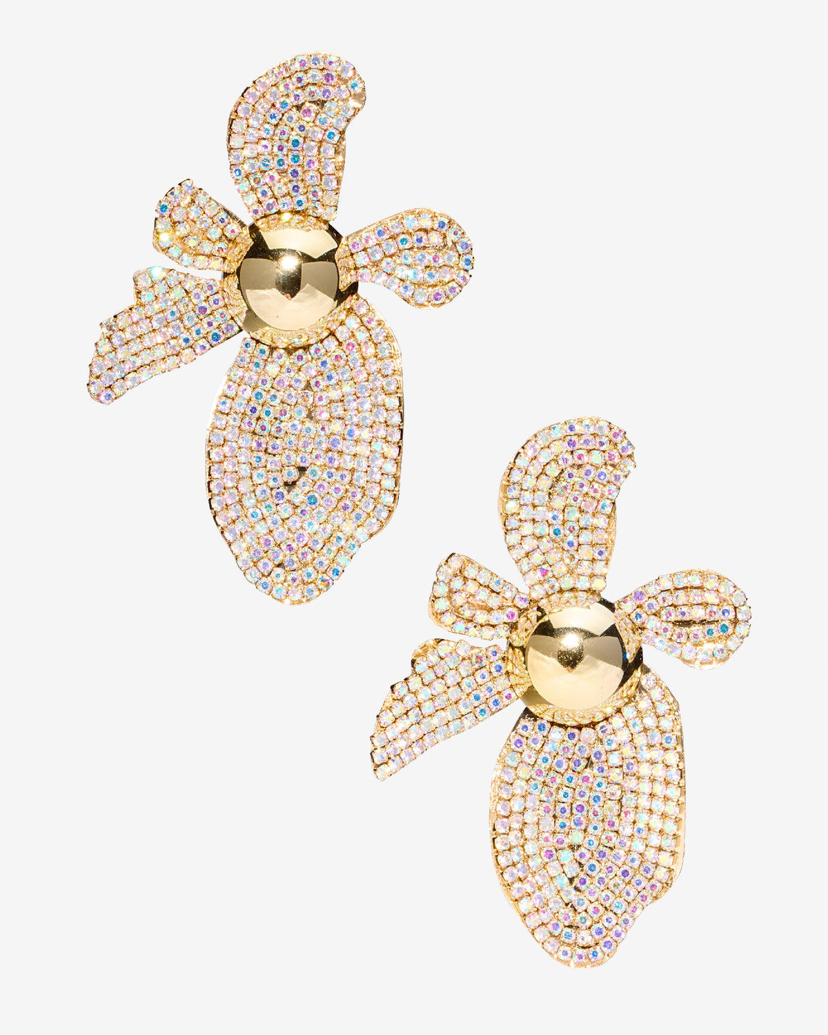 Rhinestone Flower Earring Gold