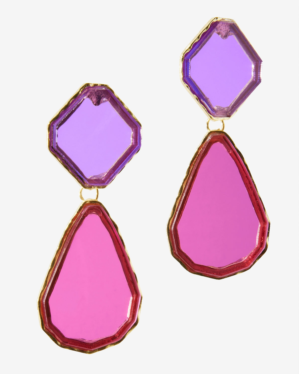 Multicolored Gem Drop Earring Pink Multi