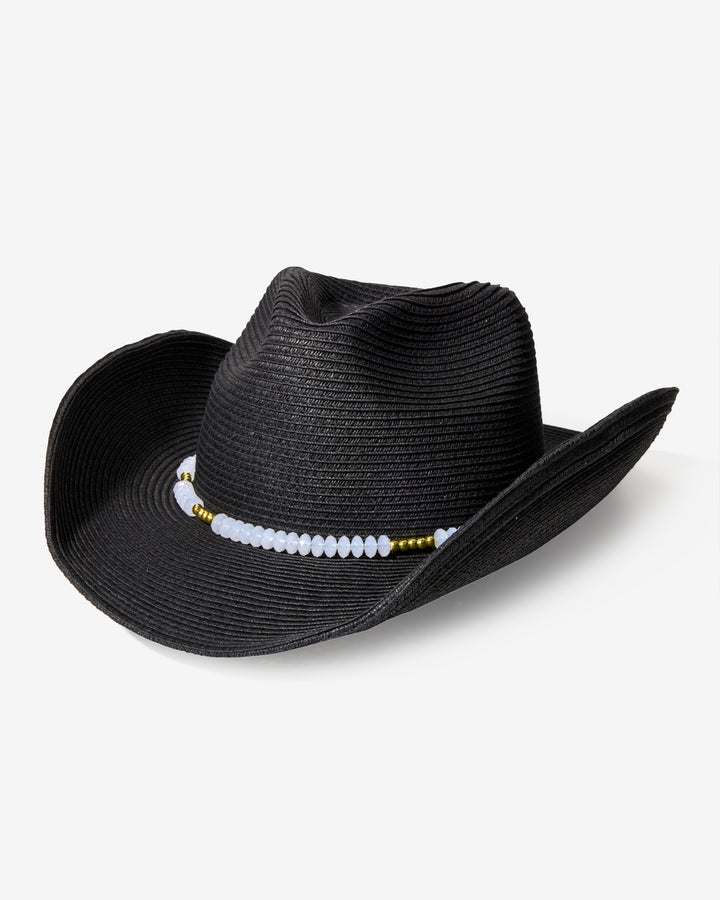 Western Beaded Trim Hat Black