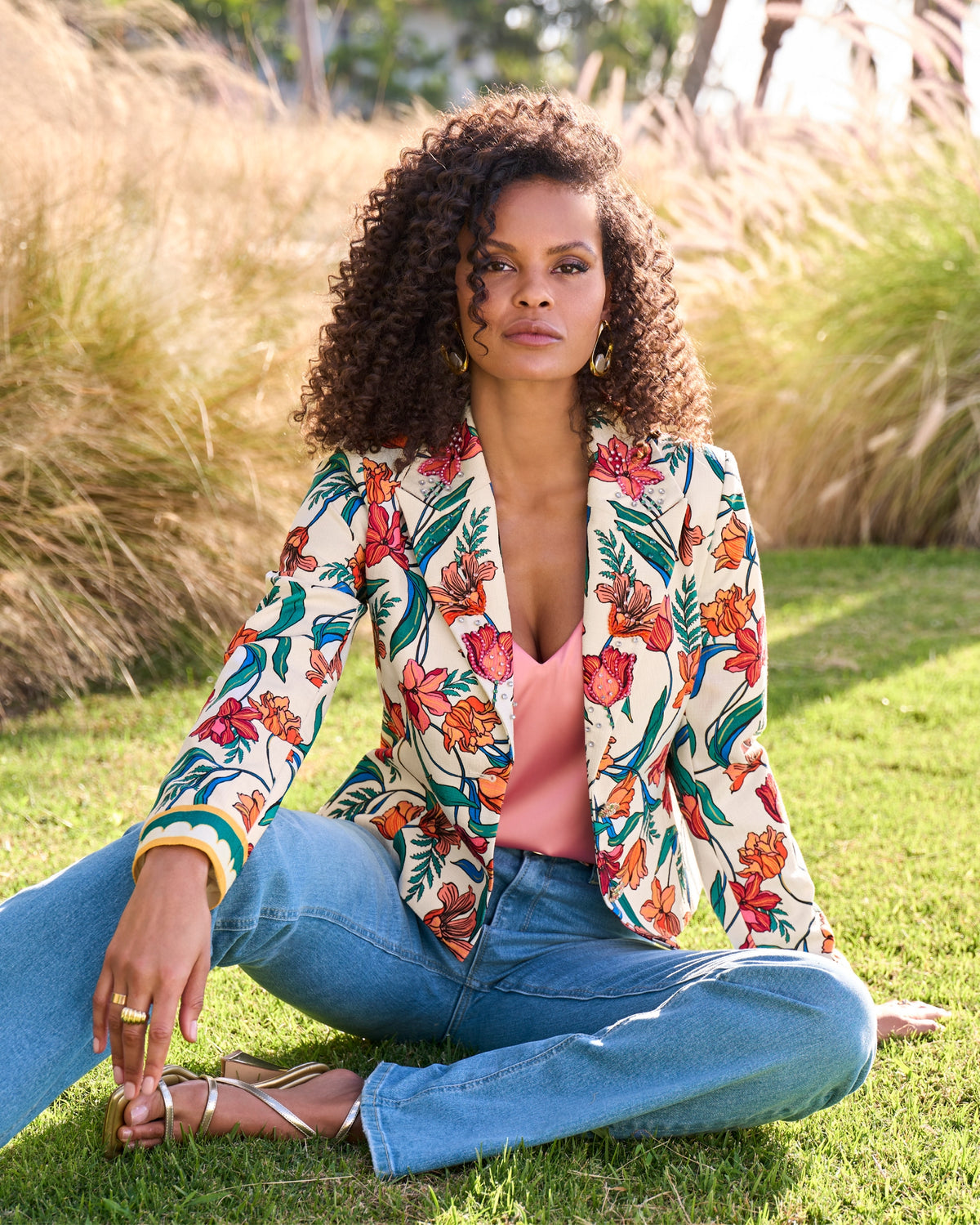 Print Tweed Embellished Jacket Italian Vines