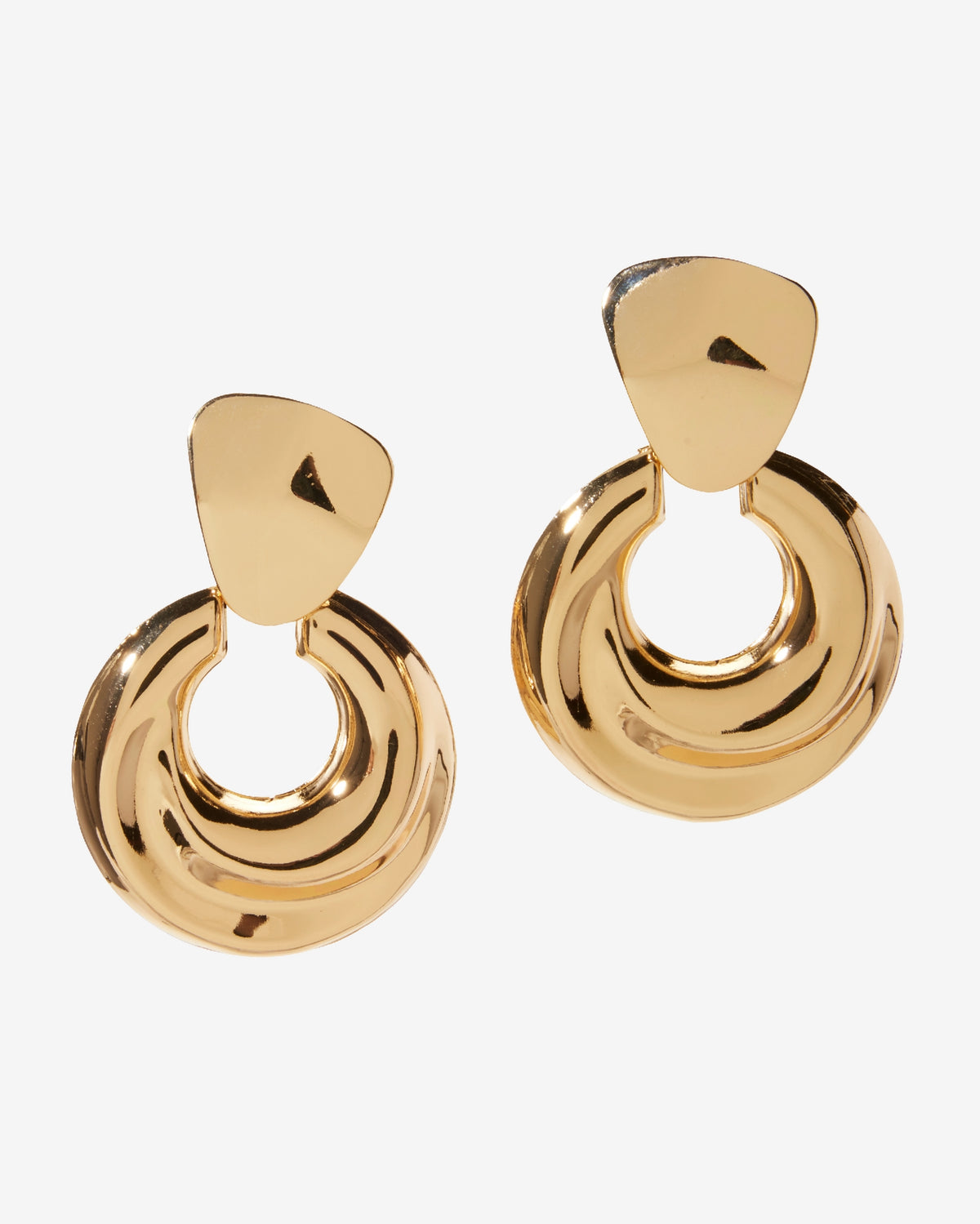 Chunky Drop Hoop Earring Gold