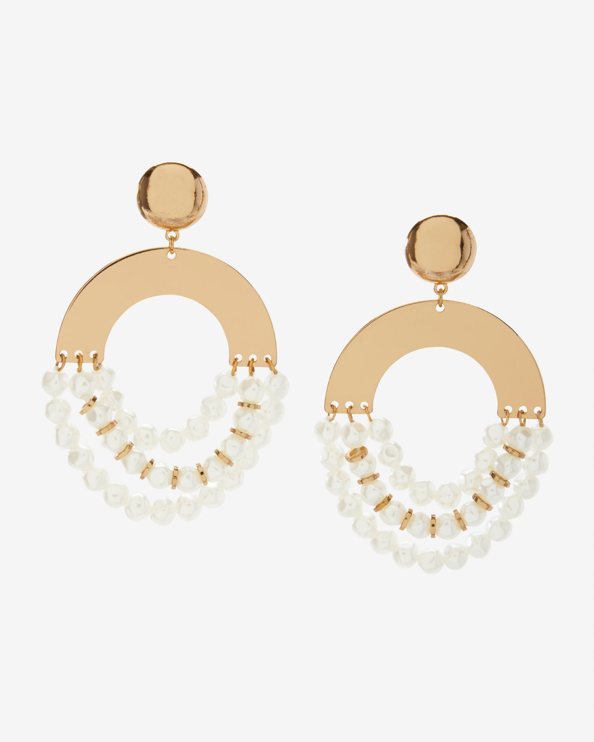 Pearl and Gold Hardware Drop Earring Gold