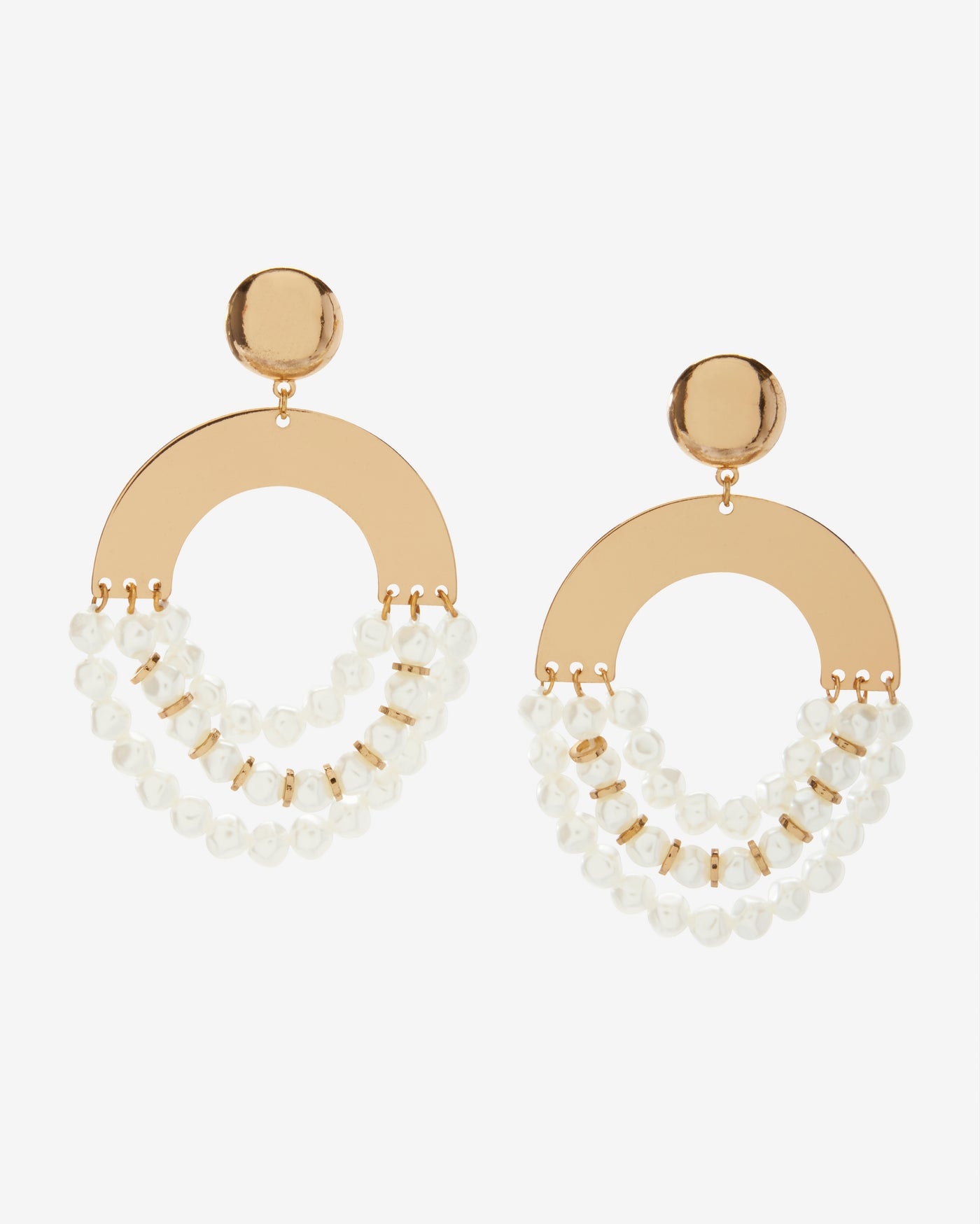 Pearl and Gold Hardware Drop Earring Gold