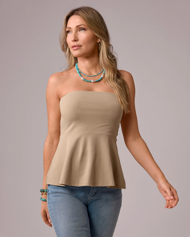 So Sexy Peplum Tube Top Sesame