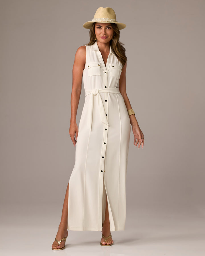 Beyond Travel Belted Maxi Dress Ivory Coast