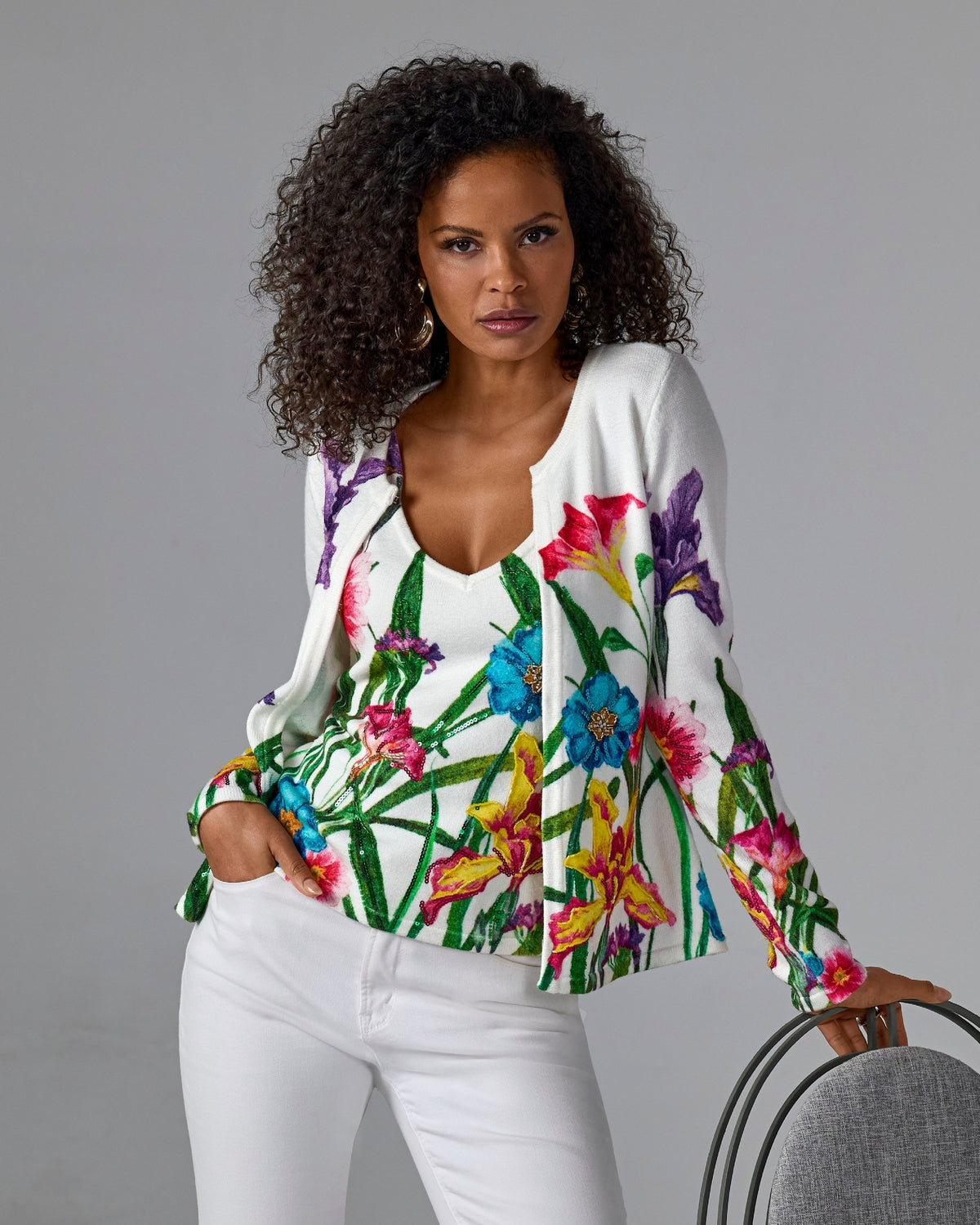 Printed Embellished Cardigan Iris Of My Eye