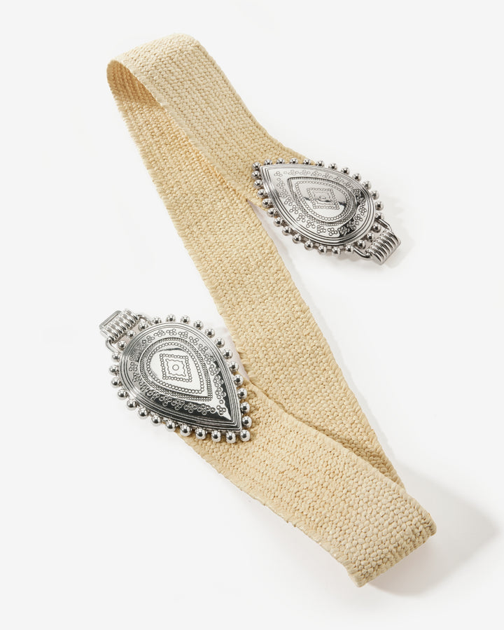 Western Buckle Raffia Belt Natural