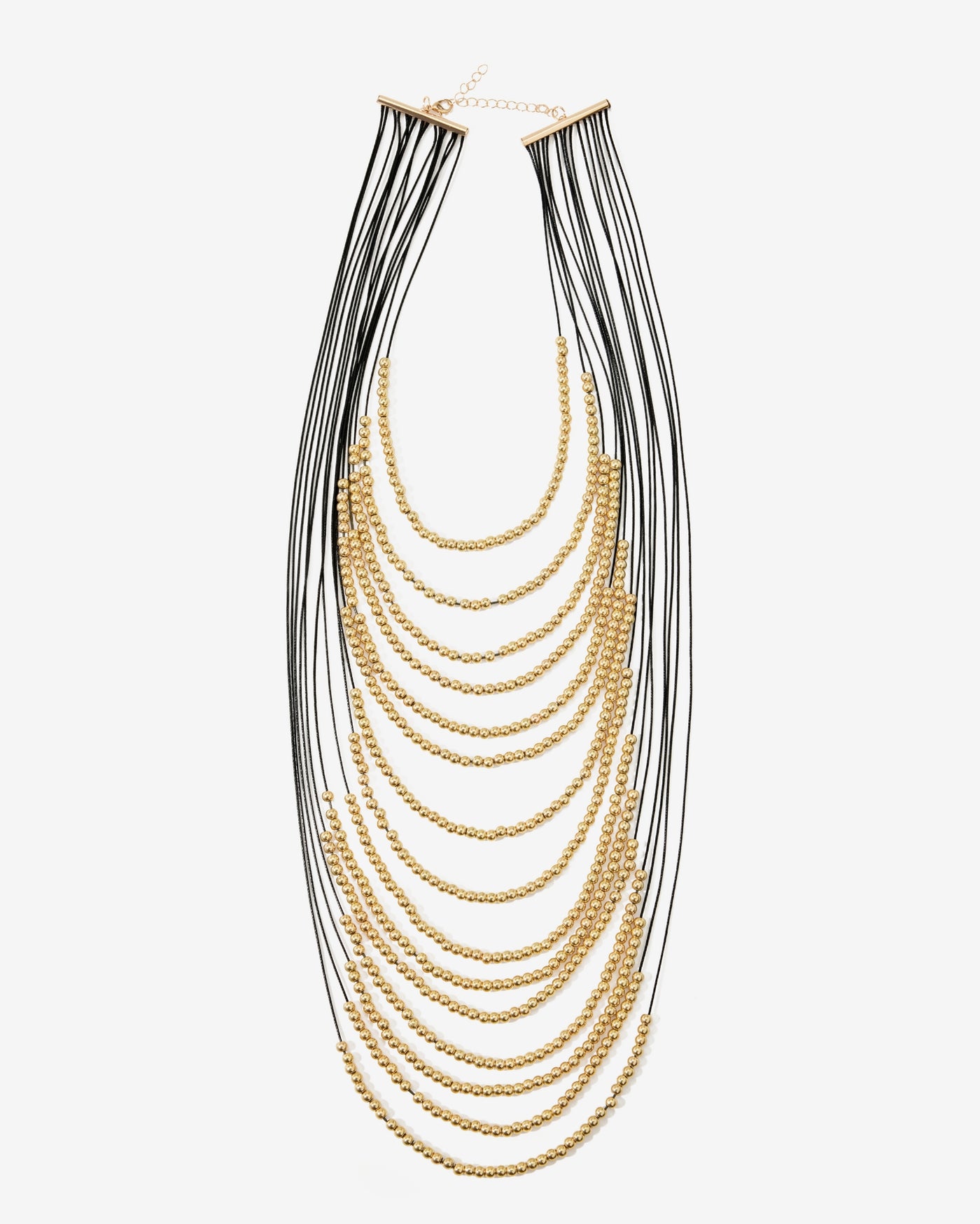 Extra Layered Gold Bead Necklace Black/Gold