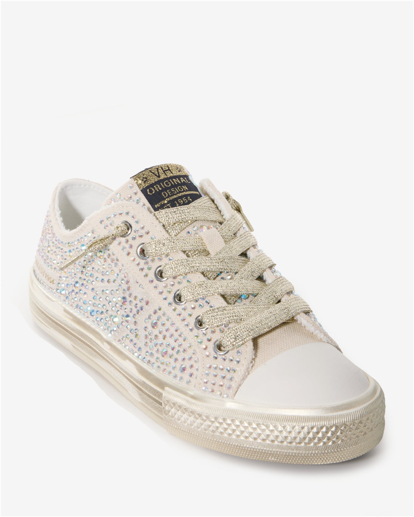 Rhinestone Embellished Sneaker Gold