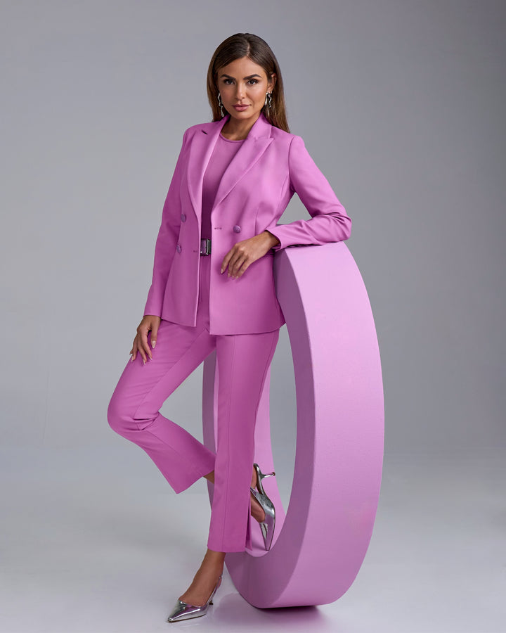 Newport Modern Slim Straight Side Slit Trouser Pant Radiant Orchid