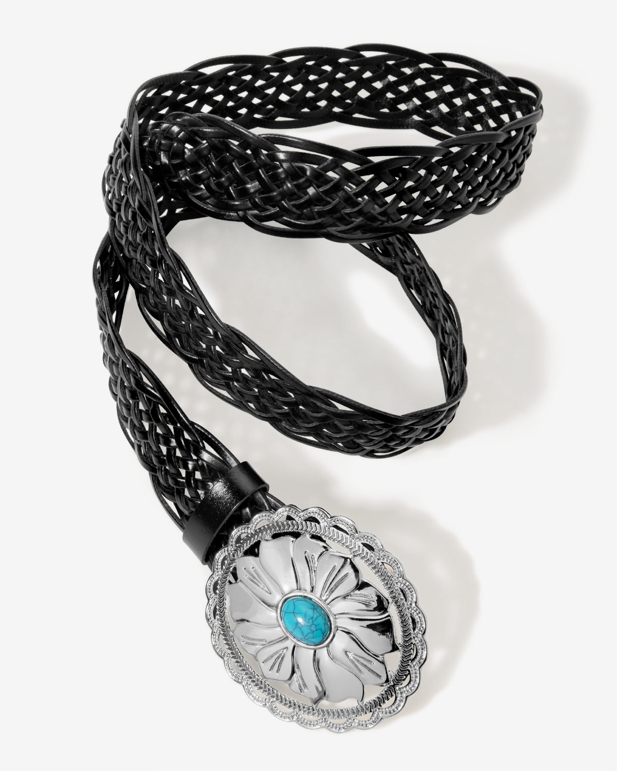 Woven Turquoise Stone Belt Black