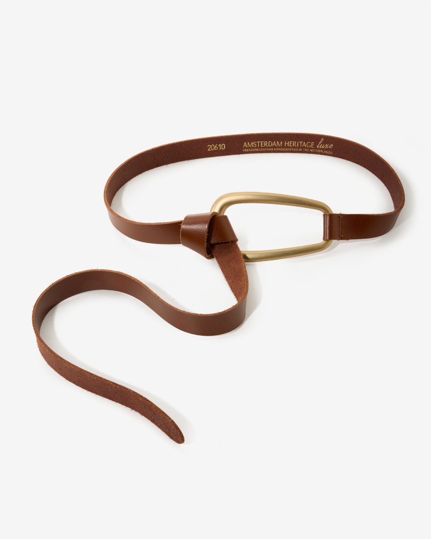 Knotted Leather Hardware Belt Cognac