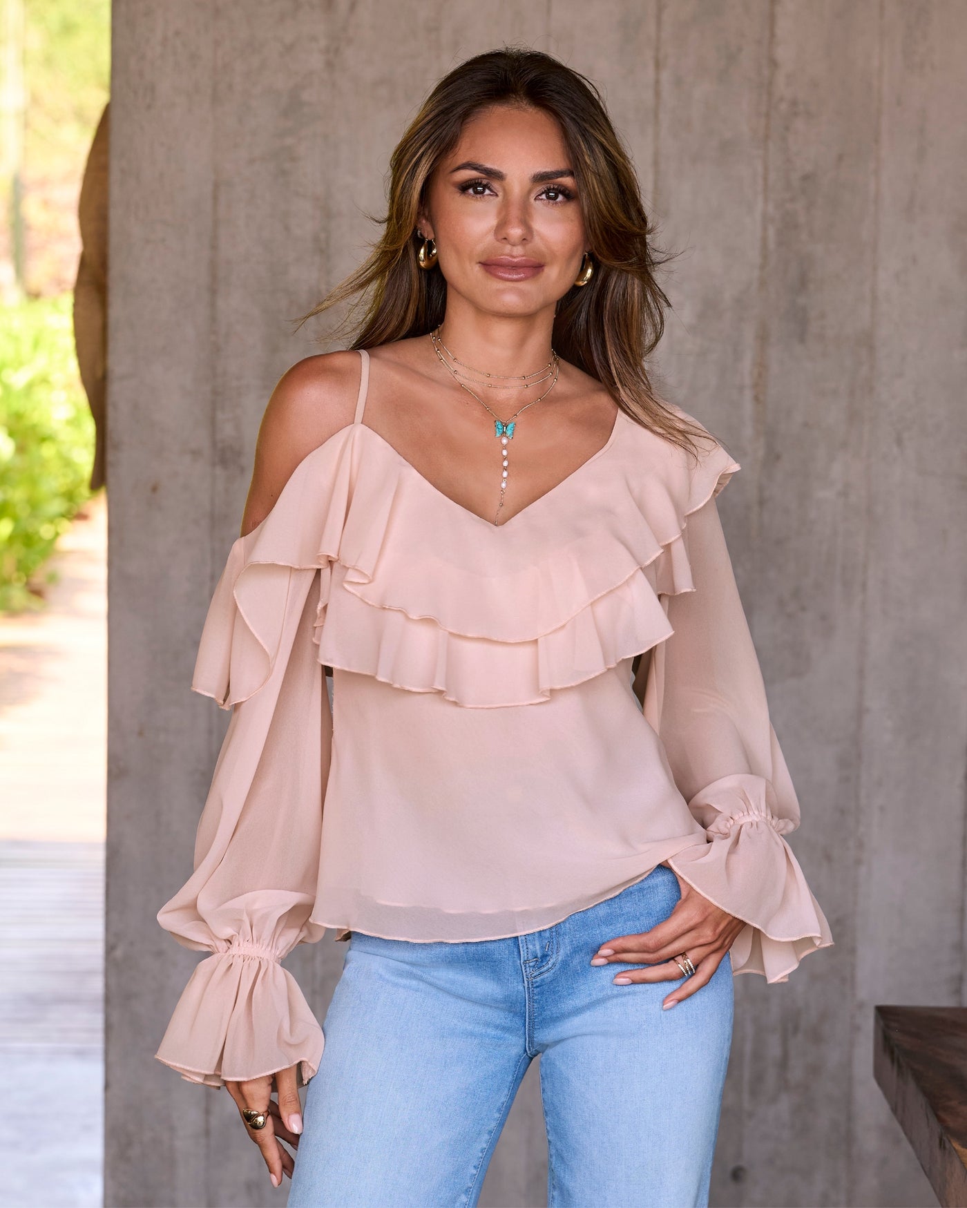 Layered Ruffle Chic Blouse Pink