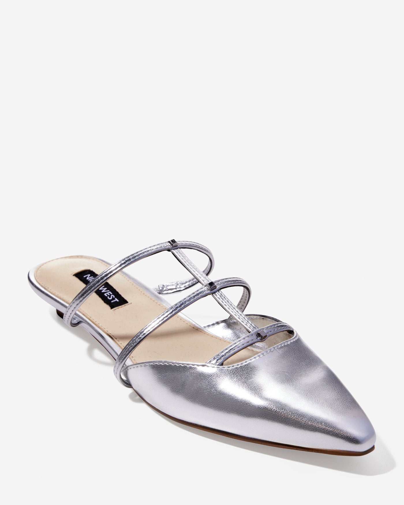 Metallic Strappy Mule Silver