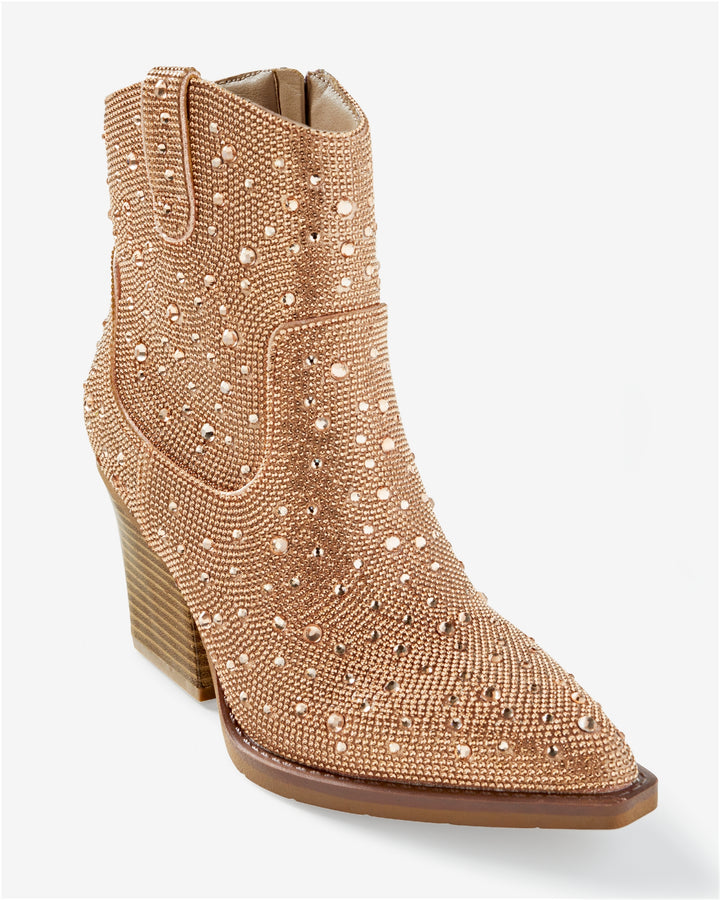 Embellished Western Bootie Rose Gold