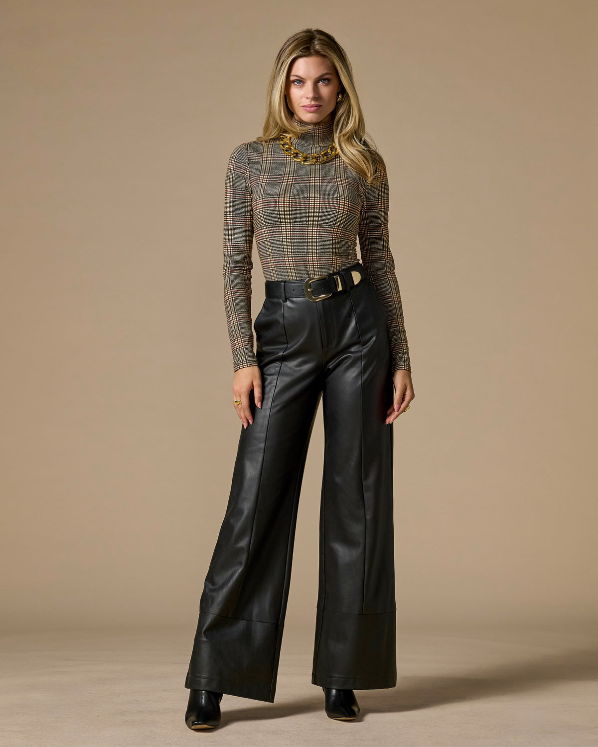 Faux Leather Wide Leg Pant Black