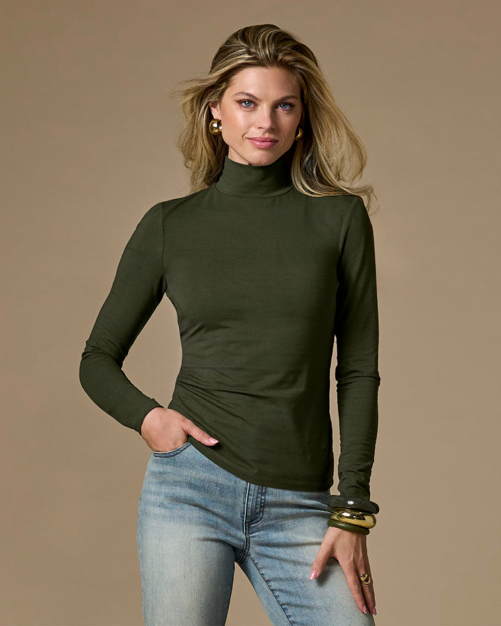 Long Sleeve Layering Turtleneck Forest Night