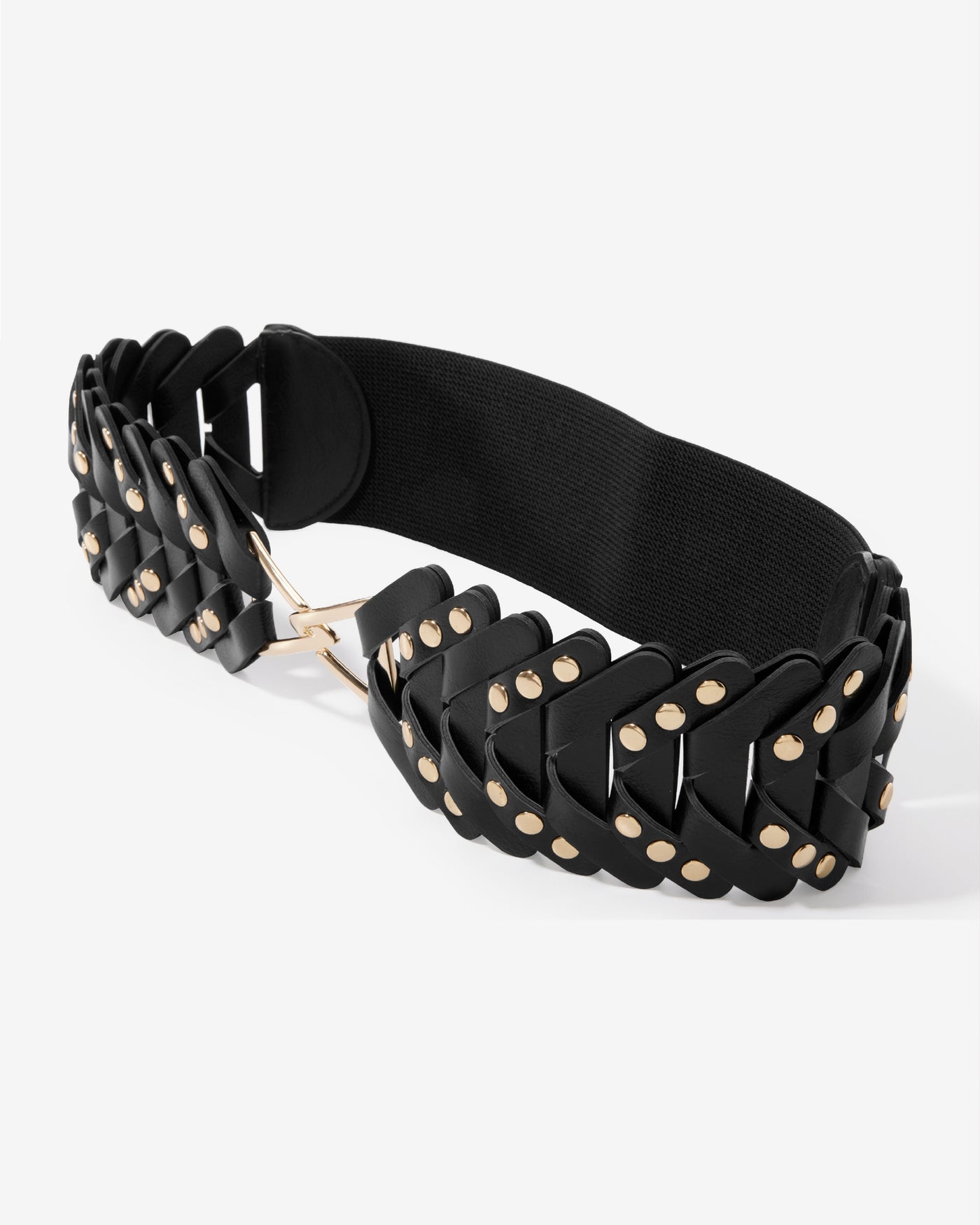 Studded Accordion Waist Belt Black