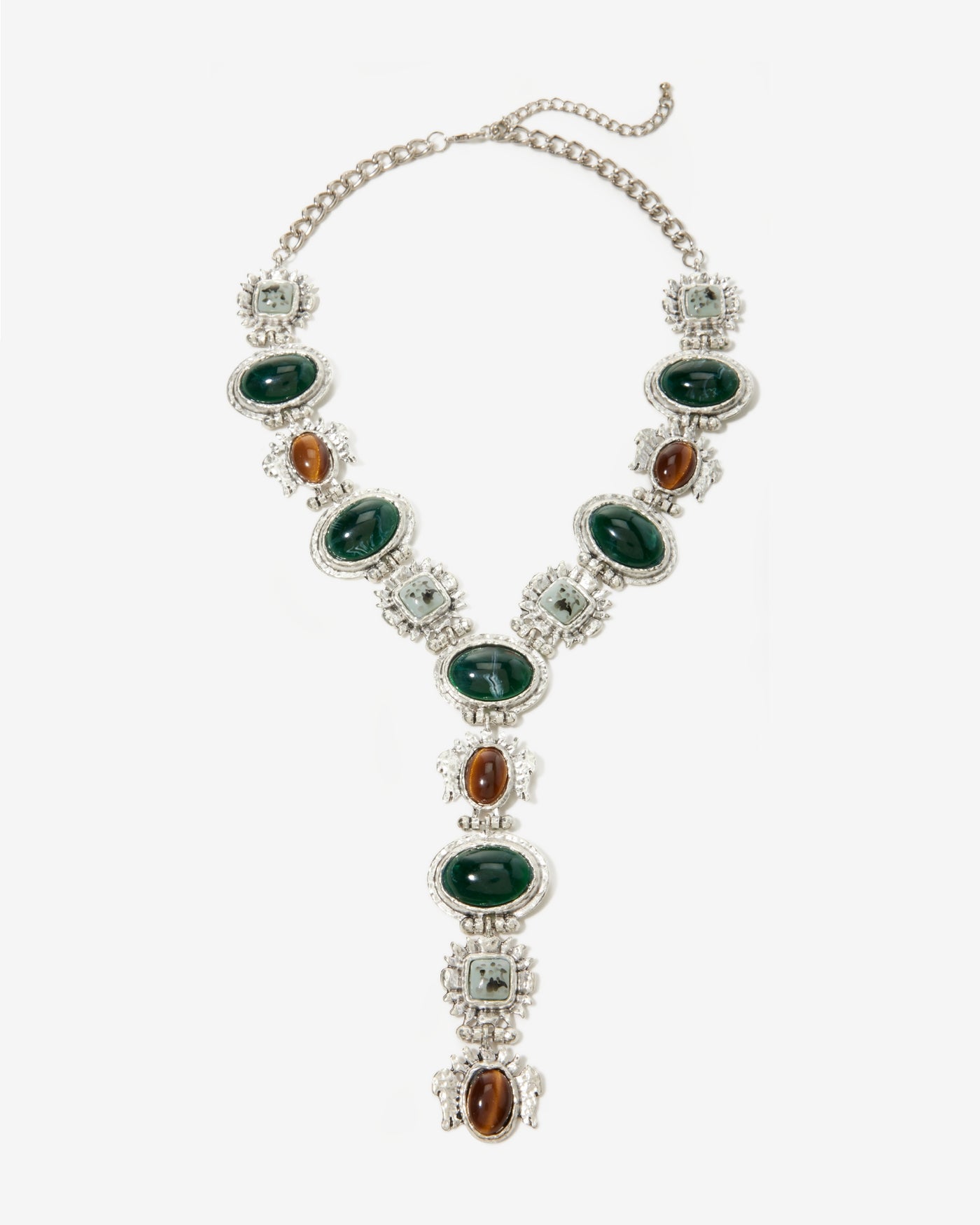 Western Stone Necklace Antique Silver