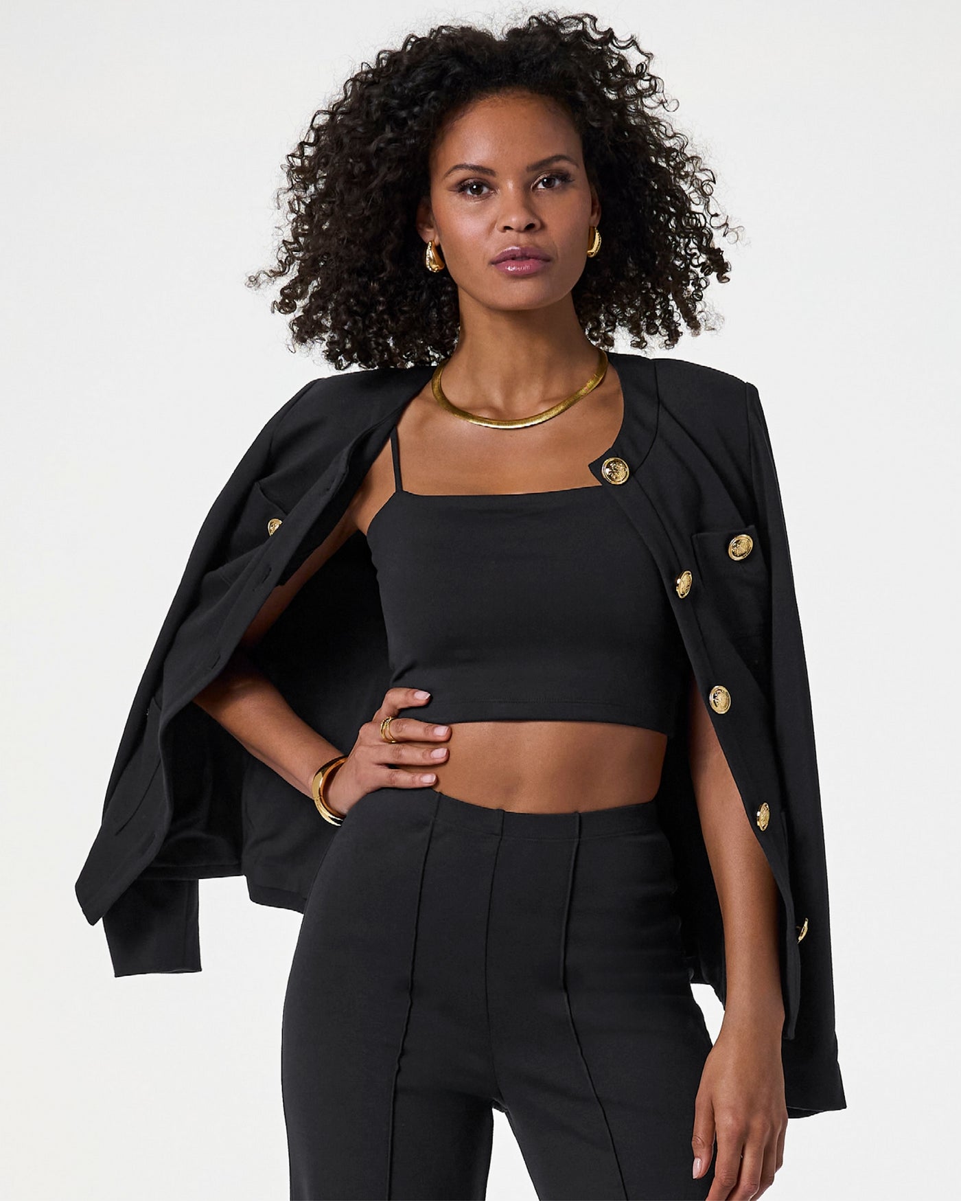 Susana Monaco x Boston Proper Cropped Cami Knit Top Black