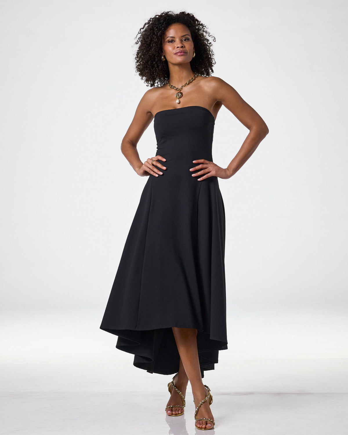 Susana Monaco x Boston Proper Strapless High Low Dress Black