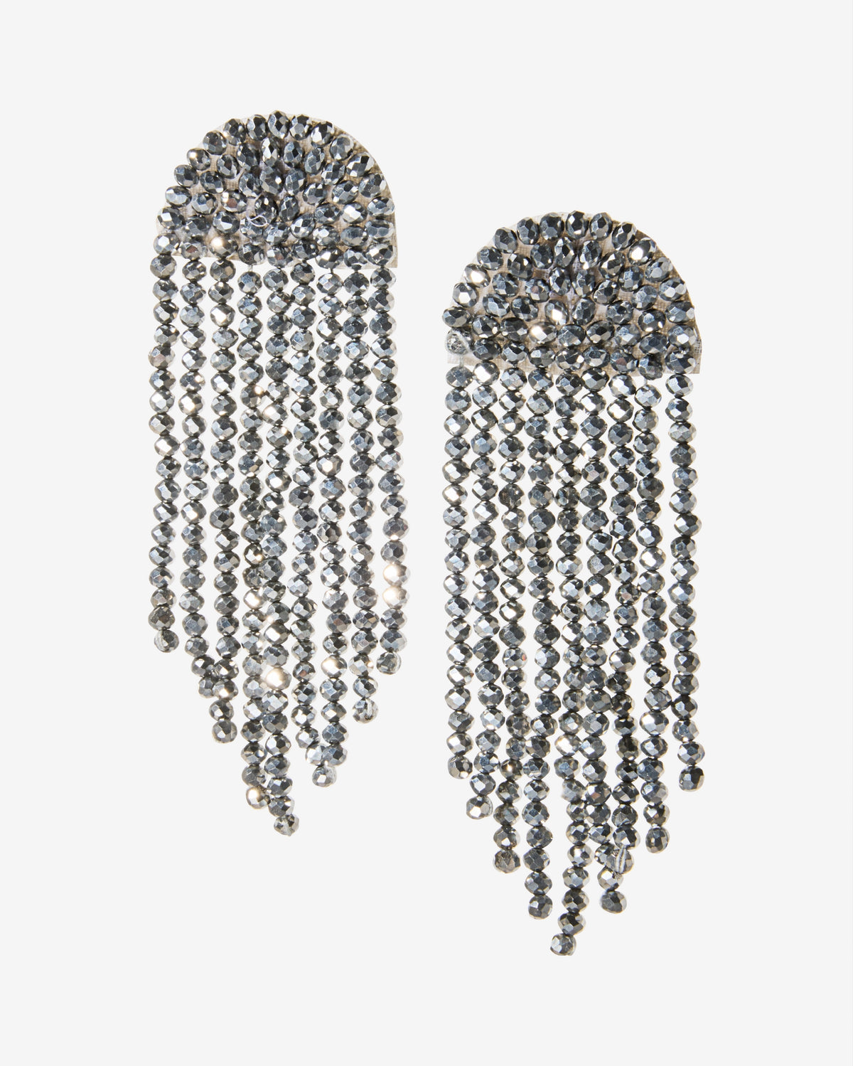 Occasion Fringe Beaded Drop Earrings Silver