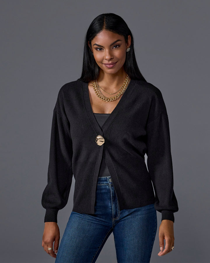 Single Button Cardigan Black