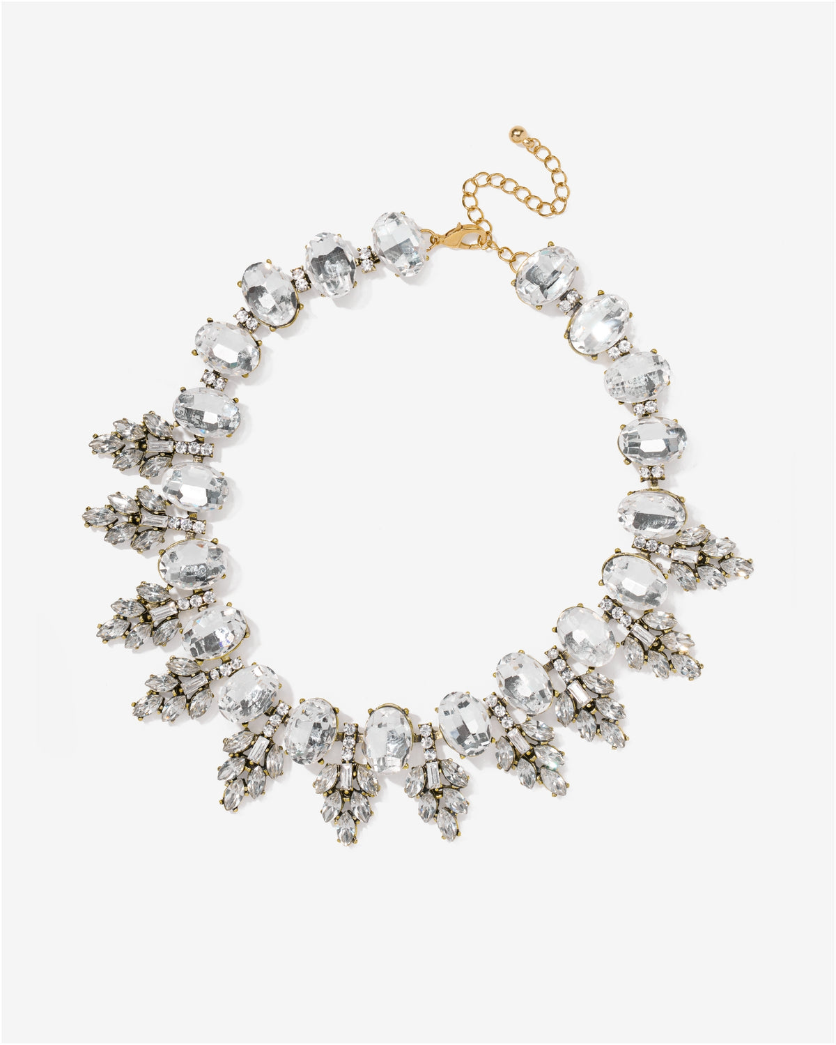 Holiday Gem Statement Necklace Gold/Clear