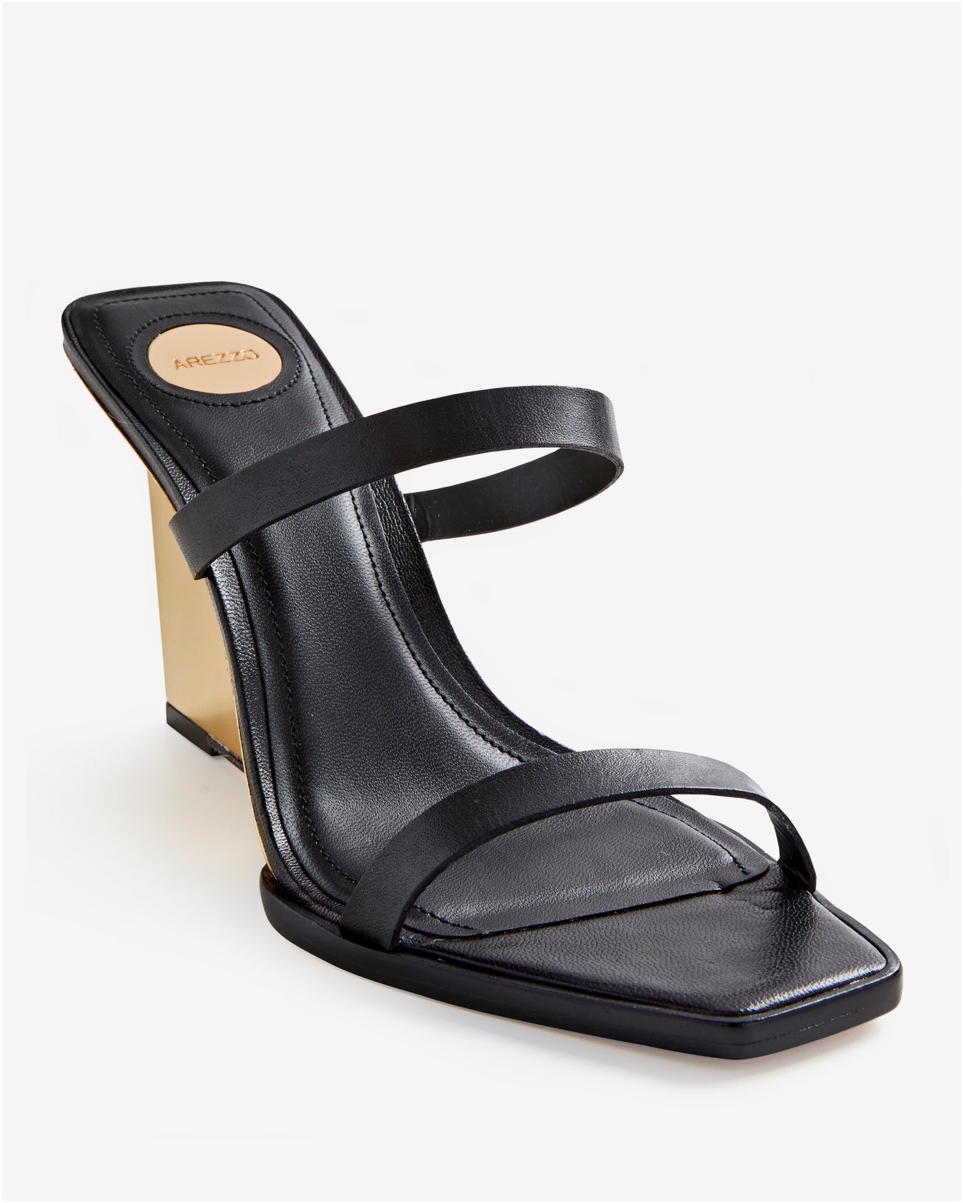 Arezzo Metallic Heeled Wedge Black