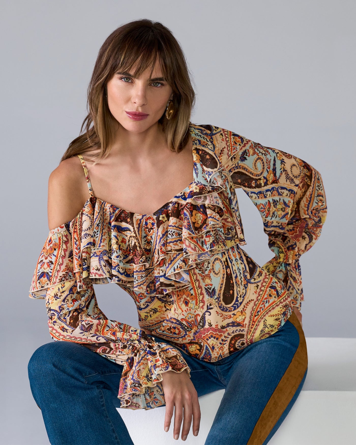 Printed Layered Ruffle Chic Blouse Uptown Paisley