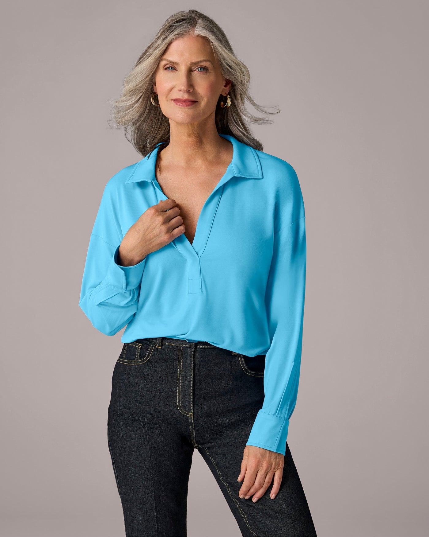 Collared Knit Shirt Baltic Sea
