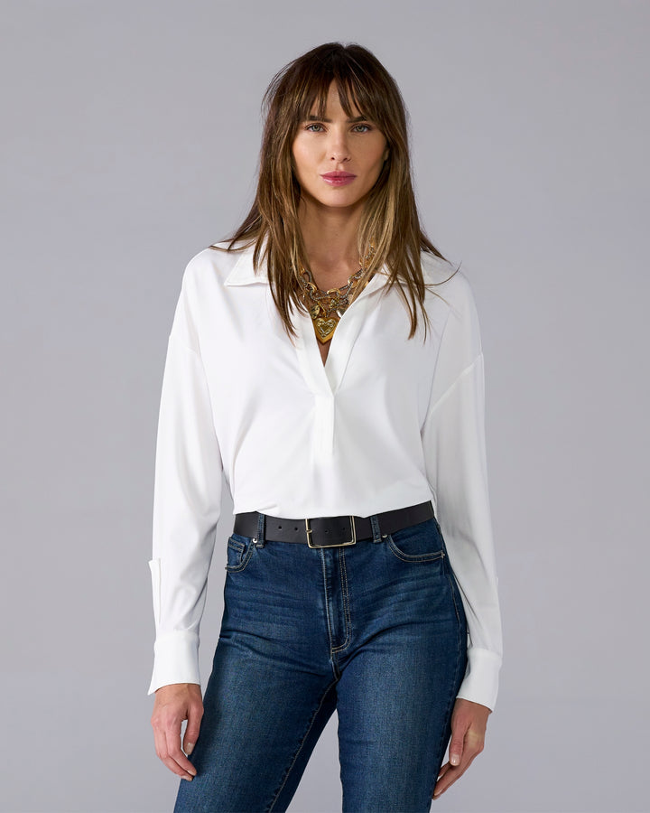 Collared Knit Shirt Pure White